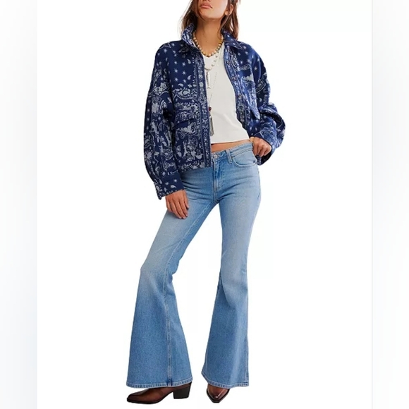 We The Free Jackets & Blazers - NWT We The Free Bandana Jacquard Shirt Jacket - Indigo Combo | Large